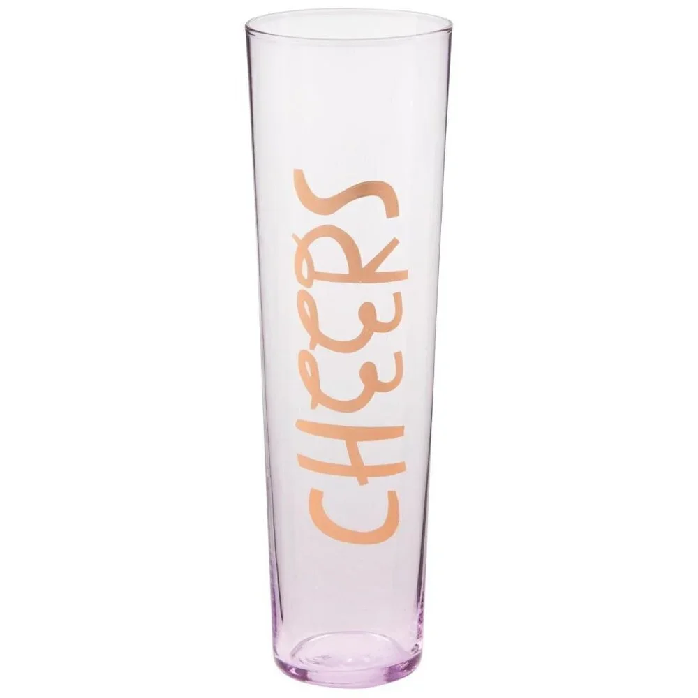 Plum & Punch Pink Glass Gold Lettering CHEERS Wine Champagne Stemless Gl…